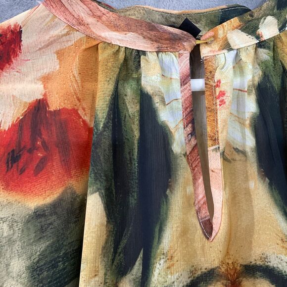 Suzanne Betro 3X simi Sheer Floral Romantic Blouse Fall spring keyhole pop over - Picture 2 of 11